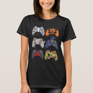Camiseta Halloween Skeleton Zombie Controladoras de Jogos M