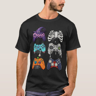 Camiseta Halloween Skeleton Zombie Controladoras de Jogos M