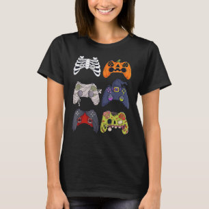 Camiseta Halloween Skeleton Zombie Controladoras de Jogos M