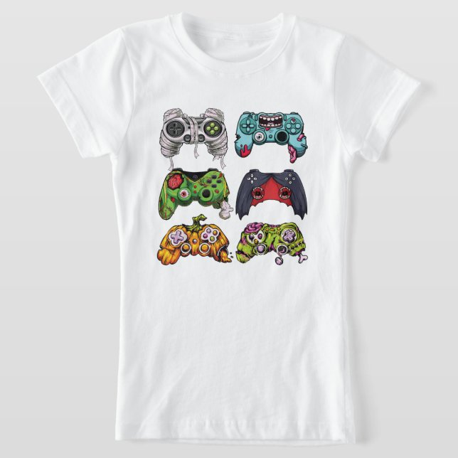Camiseta Halloween Skeleton Zombie Controladoras de Jogos M (Postura )