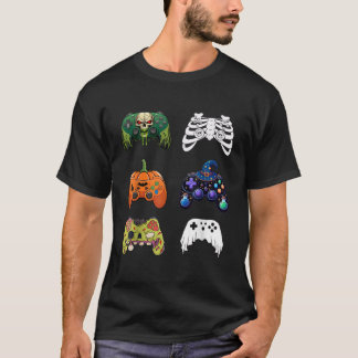 Camiseta Halloween Skeleton Zombie Controladoras de Jogos M