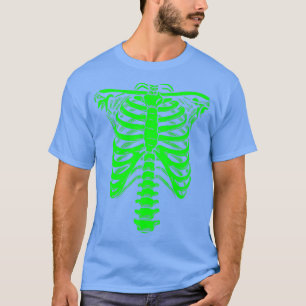 Camiseta halloween Skelstipação Rib Ácido gaiola verde 