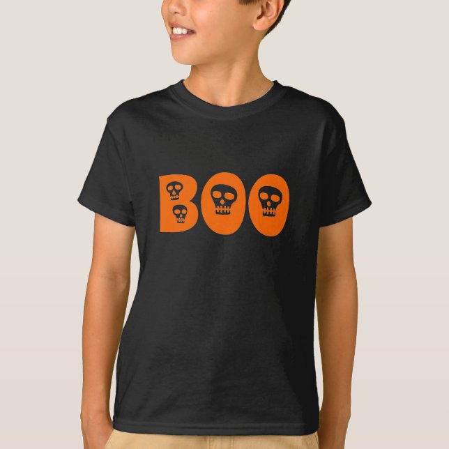Camiseta Halloween Skull Orange "Boo" (Frente)