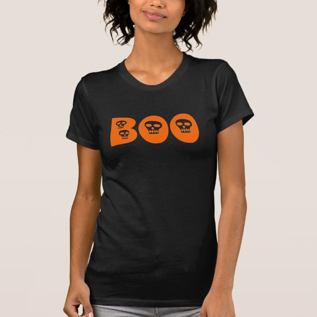 Camiseta Halloween Skull Orange "Boo" (Frente)