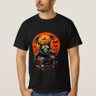 Camiseta Halloween Skull Reaper Skateboard Art Design