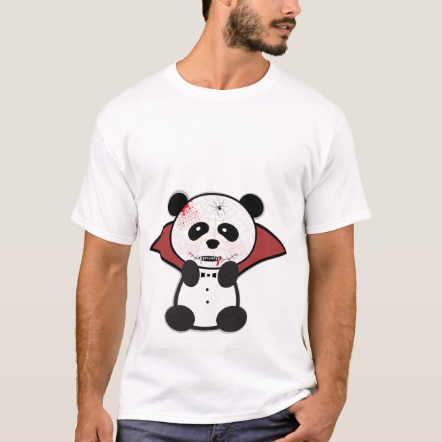 Camiseta Halloween Skull Vampire Panda Tshirt (Frente)