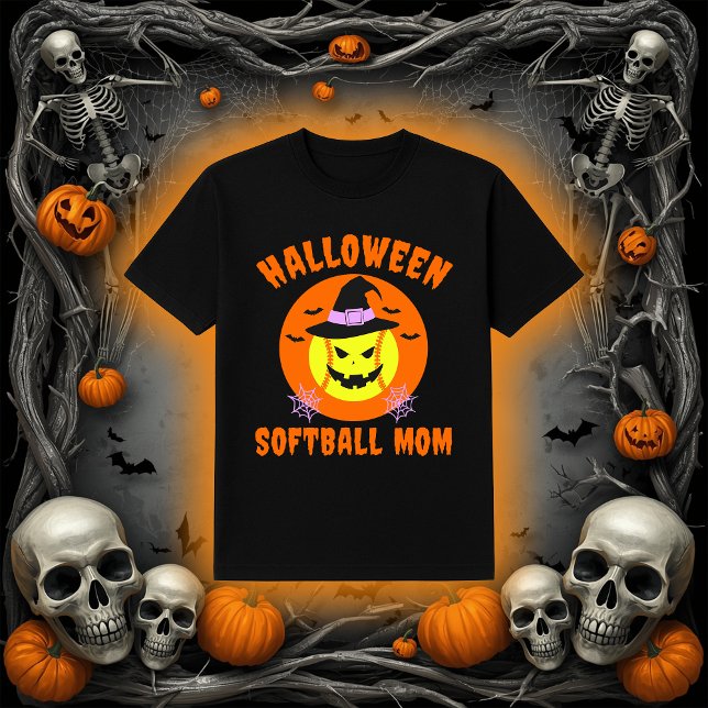 Camiseta Halloween Softball Mãe | Bolinha de Bruxa Spooky (Criador carregado)