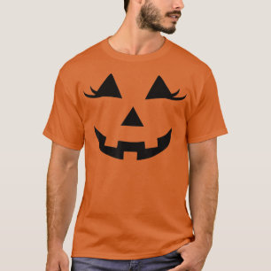 Camiseta Halloween Sorrindo Abóbora JackoLanterna Eyelashes
