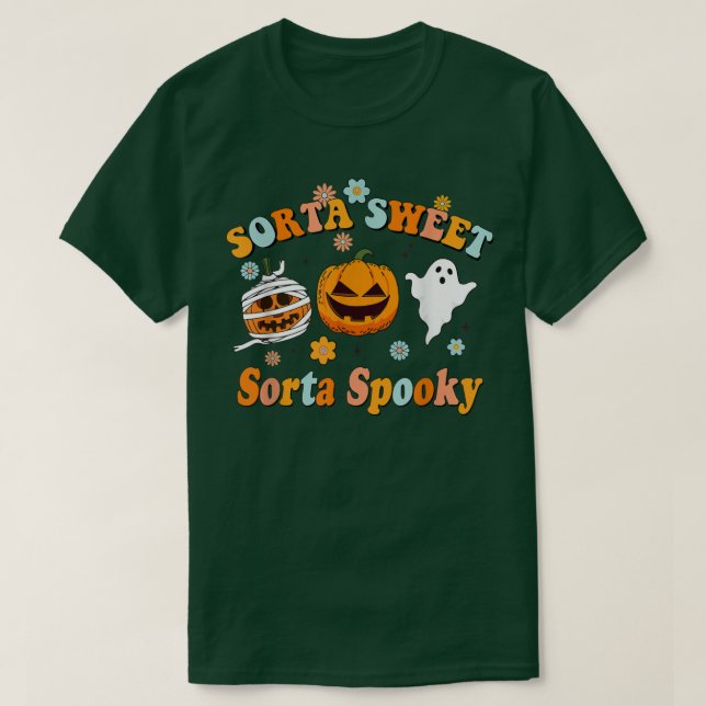 Camiseta Halloween Sorta Sweet Sorta Spooky Jack O Lantern  (Frente do Design)