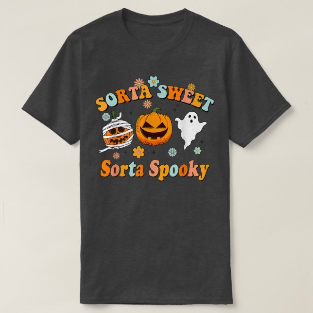 Camiseta Halloween Sorta Sweet Sorta Spooky Jack O Lantern  (Frente do Design)