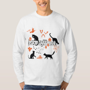 Camiseta "Halloween Spooky and Scary Cats" Tocando Música