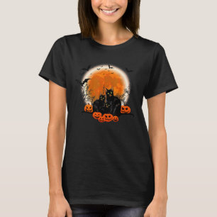 Camiseta Halloween Spooky Black Cat Mãe Pumpkin Ghosts Scar