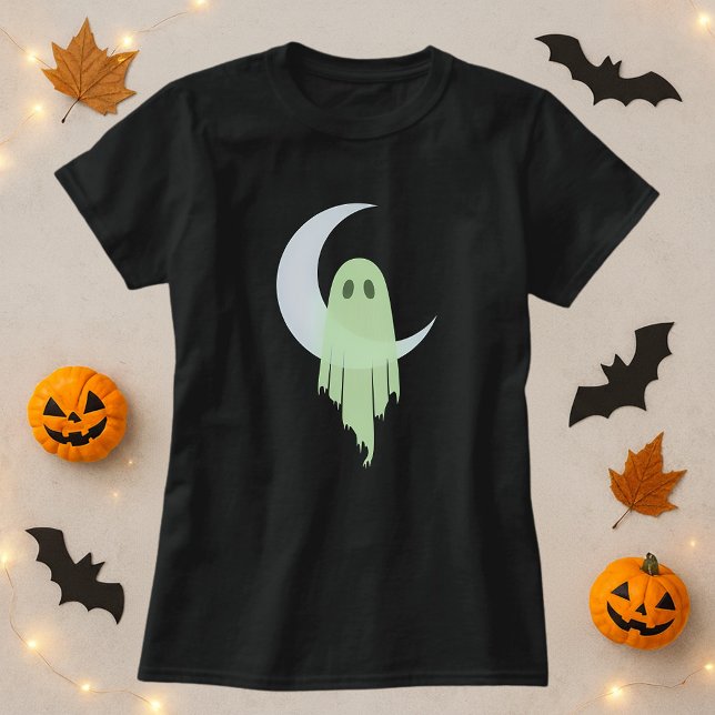 Camiseta Halloween Spooky Ghost Driblando Lua (Criador carregado)