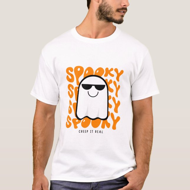 Camiseta Halloween Spooky Ghost Unisex 100% T-shirt de algo (Frente)