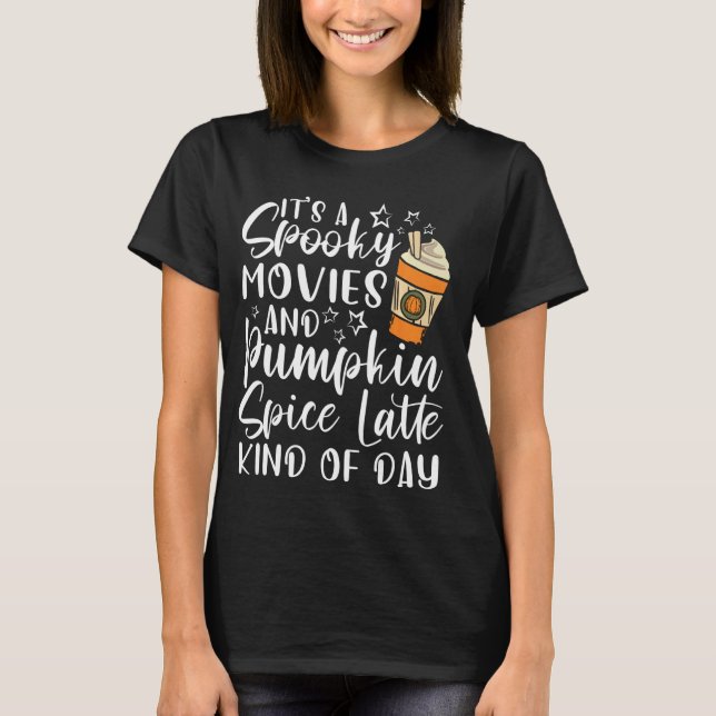 Camiseta Halloween Spooky Movies Pumpkin Spice Meio Dia (Frente)
