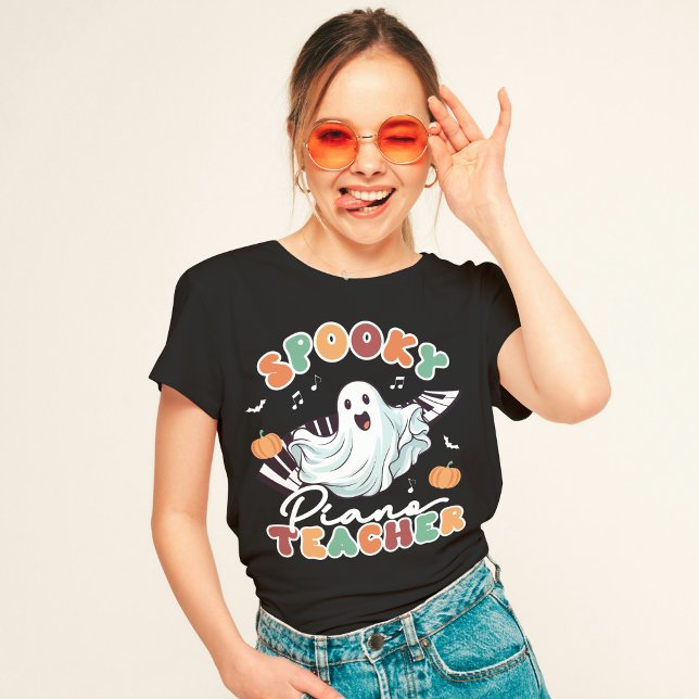 Camiseta Halloween Spooky Piano Professora Música T-Shirt (Criador carregado)