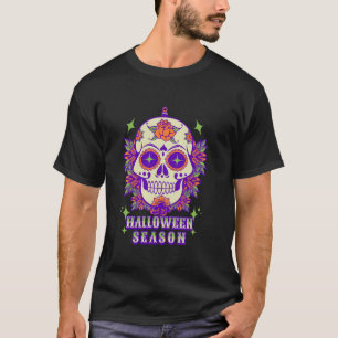 Camiseta Halloween Spooky Season Açúcar Mexicano Crânio His