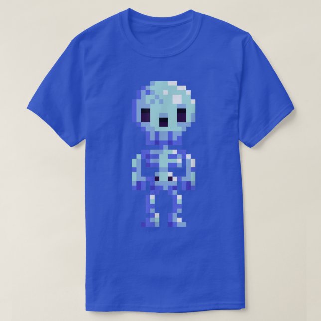 Camiseta Halloween Spooky Skeleton Assustador 8Bit Tee  (Frente do Design)