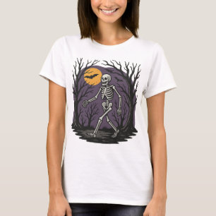 Camiseta Halloween Spooky Skeleton Haunted Forest T