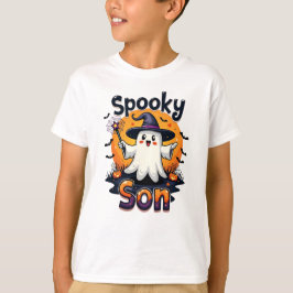 Camiseta Halloween Spooky Son Ghost com Witch Hat