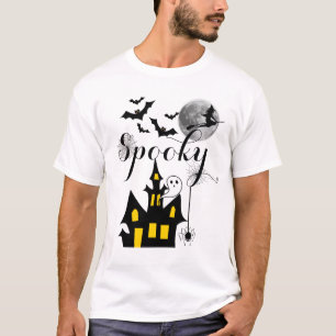 Camiseta Halloween Spooky Spider morcego bruxa assombrada