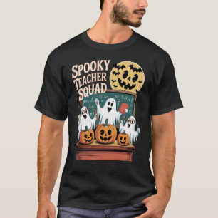 Camiseta Halloween Spooky Teacher Squad Fantasmas e Pumpkin