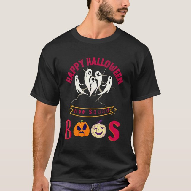 Camiseta Halloween Squad Ghosts Costume Boo Crew Pumpkin 1 (Frente)