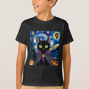 Camiseta Halloween Starry Night Cat Comma La Kamala Harris