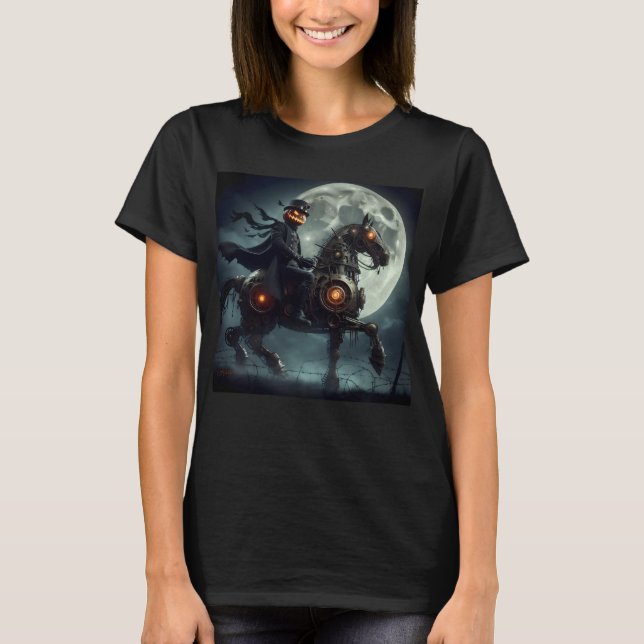 Camiseta Halloween Steampunk Cavaleiro Sem Cabeça (Frente)