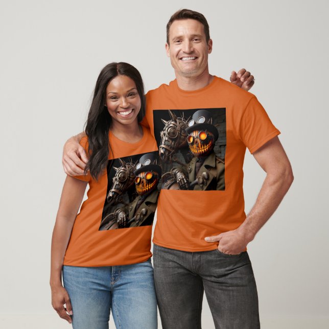 Camiseta Halloween Steampunk Jack-O-Lantern Horseman (Unissex)