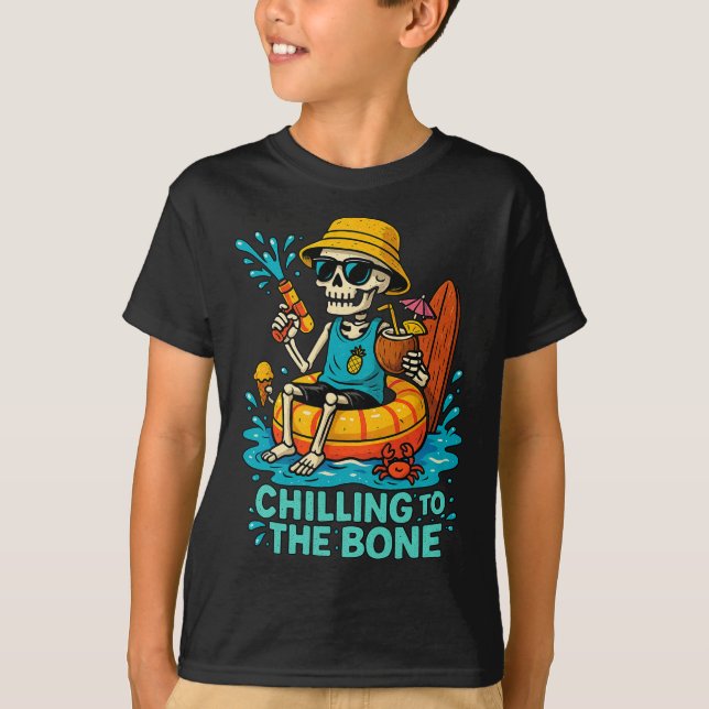 Camiseta Halloween Summer Chilting To Bone Skeleton Flo (Frente)