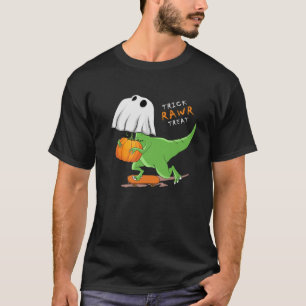 Camiseta Halloween T Rex Dinosaur Ghost Trick Rawr Treat Fo