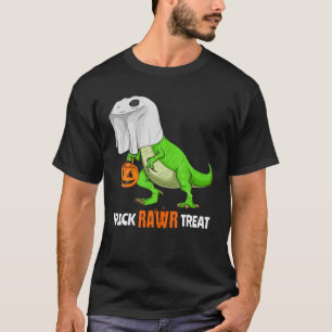 Camiseta Halloween T Rex Dinossaur Ghost Trick RAWR Treat F