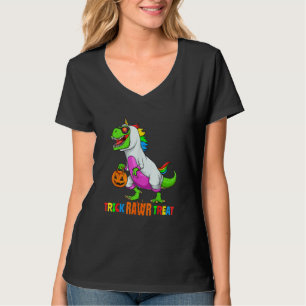 Camiseta Halloween T Rex Dinossaur Unicorn Costume Trick Ra