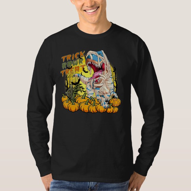 Camiseta Halloween T Rex Mummy Trick Rawr Treat T Rex Hallo (Frente)