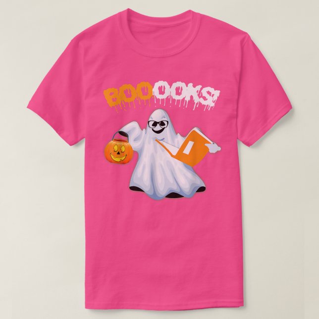 Camiseta Halloween Teacher Librarian Books Reading Ghost Pu (Frente do Design)