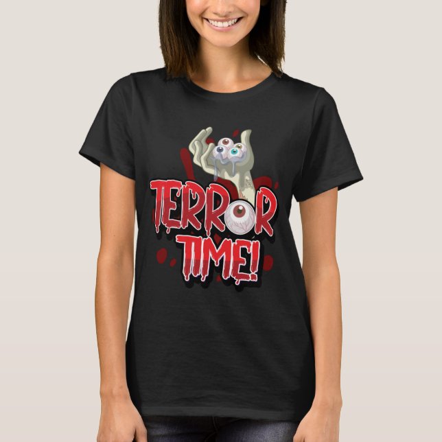 Camiseta Halloween Terror Time Zombie Mão com Olhos (Frente)