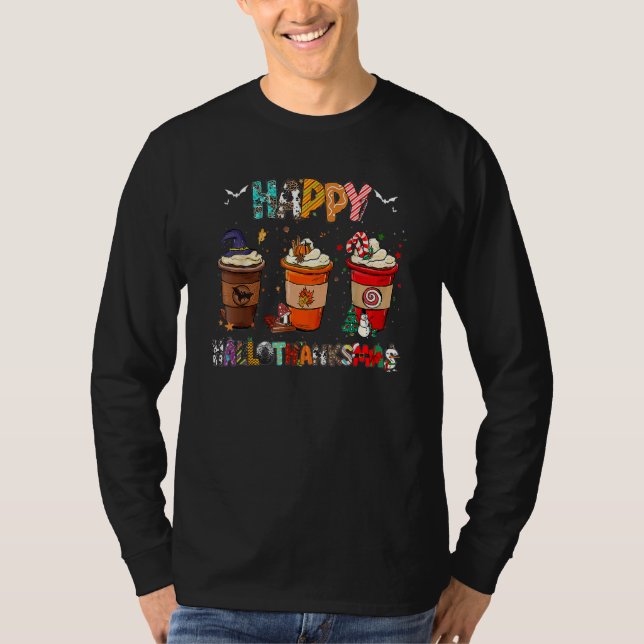 Camiseta Halloween Thanksgiving Christmas Happy Hallothanks (Frente)