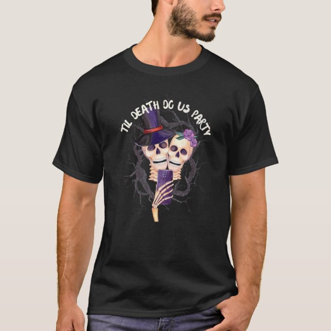 Camiseta Halloween Til Death Do U Party Selfie Bachelorett (Frente)