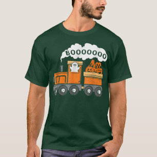 Camiseta Halloween Train Boo Engraçado Fantasma Pumpkin Tod