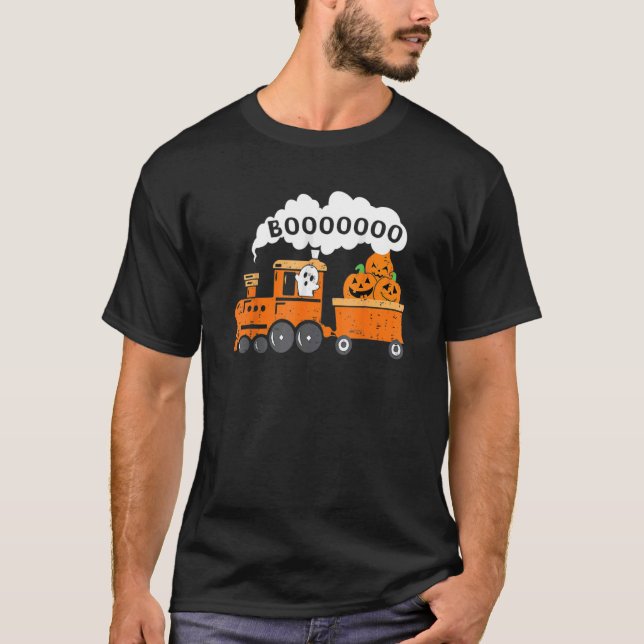 Camiseta Halloween Train Boo Ghost Pumpkin Todd Boy (Frente)