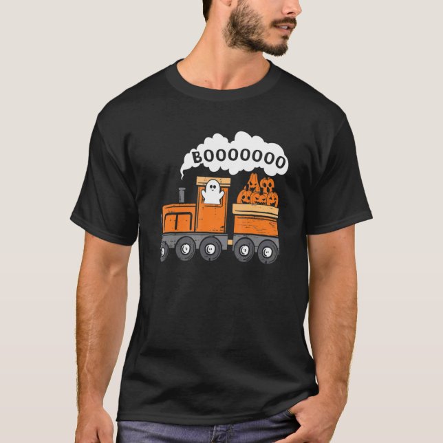 Camiseta Halloween Train Boo Ghost Pumpkin Todd Boy (Frente)