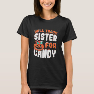 Camiseta Halloween Traz Irmã Para Doces