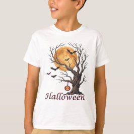 Camiseta Halloween Tree e Abóbora Jack-o'-Lantern