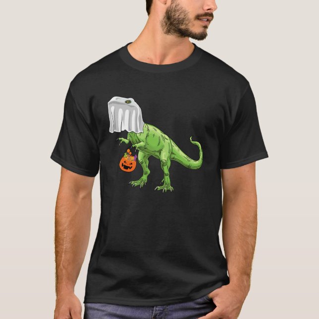 Camiseta Halloween TRex Dinosaur Ghost Trick or Treat Toddl (Frente)
