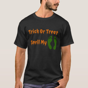 Camiseta Halloween Trick ou Treine cheira meus pés