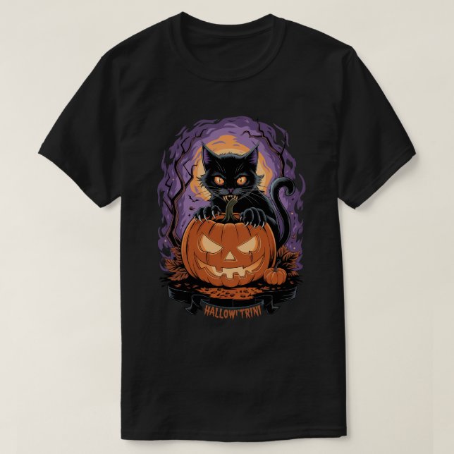 Camiseta Halloween Trini Cat (Frente do Design)