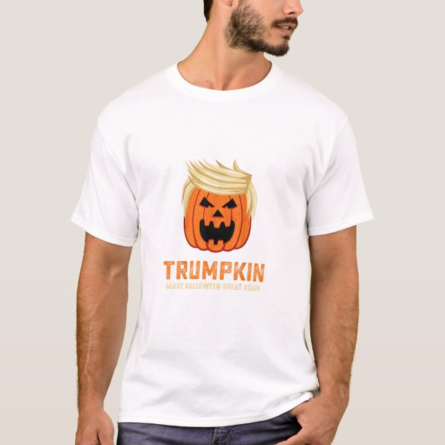 Camiseta Halloween Trumpkin Engraçado - Slogan Parody Spook (Frente)