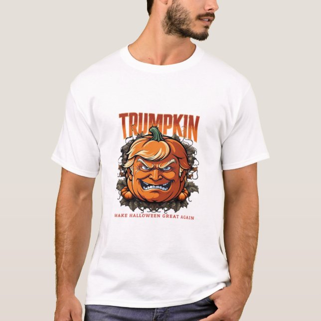 Camiseta Halloween Trumpkin Faz Excelente de Halloween Nova (Frente)
