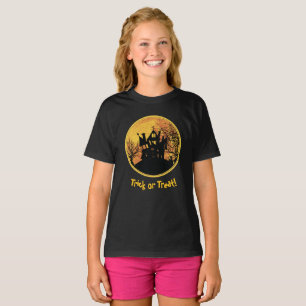 Camiseta Halloween Truque Noite ou Tratar Casa da Lua Cheia